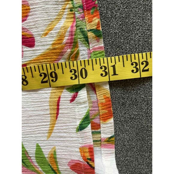 J Crew Tunic Top Size M Red Pink Floral Crepe V Neck 3/4 Length Sleeve Blouse - Picture 8 of 9